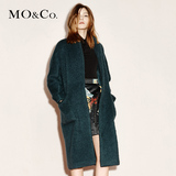 MO&Co.收腰毛呢外套女2015秋冬系带睡袍式中长大衣MA154OVC47moco