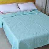 外贸出口原单欧式素色绗缝床盖水洗衍缝空调被子纯棉绣花加厚床单