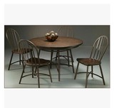 推荐特价美式乡村餐桌实木椅圆桌铁艺家具组合家庭多功能创意黑色