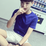 夏季圆领青少年短袖t恤男学生休闲男装衣服男士修身纯色体恤韩版