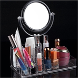 亚克力水晶透明化妆护肤品收纳盒带镜子防水桌面整理架高档原单