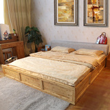 直销实木榻榻米床1.5现代中式柏木家具实木床1.8米双人床储物床
