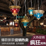 漫咖啡灯具彩色玻璃琉璃小吊灯欧美式复古创意吊灯咖啡厅水晶灯饰