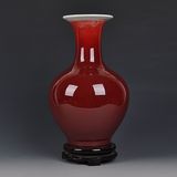 景德镇陶瓷器窑变裂纹郎窑红花瓶家居装饰客厅古典工艺品摆件送礼