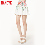 Nancyk2016夏季新品高腰短款淑女时尚碎花太阳摆半身裙