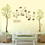 墙贴纸贴画树林树枝照片相片大树客厅沙发玄关走廊墙壁装饰绿树叶