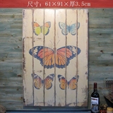 外贸复古做旧木板装饰画美式乡村背景墙挂画60*90蝴蝶标本仿古画
