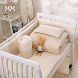 婴儿床上用品宝宝婴童床品床围套件被套枕套床单幼稚园三件套彩棉