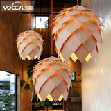 北欧宜家餐厅实木松果吊灯韩式创意个性艺术现代简约吧台卧室灯具
