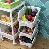 沃之沃 可叠加日式厨房置物架3个装多功能收纳架放蔬菜水果储物筐