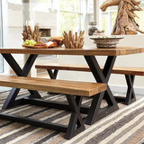 LOFT美式实木餐桌椅组合铁艺小户型餐桌复古长方形快餐店餐馆桌椅