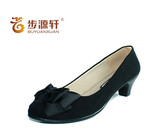 步源轩老北京布鞋秋季女鞋商务休闲单鞋套脚中跟工作鞋黑0702-057