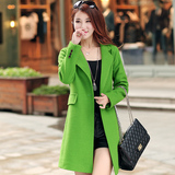 2015秋装新款韩版正品修身女式风衣 大码中长款呢子风衣女装外套