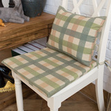 沃米兔美式乡村绿格子复古做旧厚坐垫海绵垫餐椅垫加厚 可定制