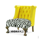 个性定制美式欧式斑马纹沙发椅老虎椅新古典实木时尚休闲老虎椅