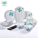 佰年威尔瓷器餐具套装 家用釉下彩手绘陶瓷碗盘创意韩式套餐