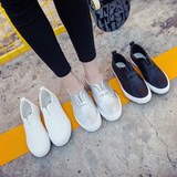 韩版学生一脚懒人蹬女平跟帆布鞋女鞋小白鞋夏透气休闲鞋厚底板鞋