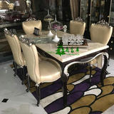 欧式大理石餐桌欧式餐桌实木美式餐桌长方形别墅奢华餐桌椅组合