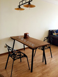 美式乡村复古餐桌LOFT家具实木办公桌 欧式铁艺书桌餐厅桌咖啡桌