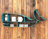 创意铁艺墙上置物架挂架美式乡村客厅咖啡厅动物鲸鱼壁饰私人订制