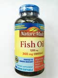 美国原装Nature Made Fish oil深海鱼油软胶囊1200mg200粒18年3月