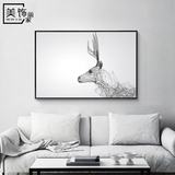 现代简约沙发背景墙装饰画客厅卧室餐厅壁画挂画黑白抽象线条动物