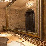 NOLSIA豪华浴室镜复古做旧美式欧式浴室柜镜子壁挂卫生间装饰镜子