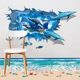 3D立体画视觉墙贴画墙壁客厅装饰沙发背景墙个性创意海洋动物贴纸