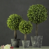 现代简约 美式乡村 球形高仿真绿色植物装饰摆件 成品插花小树