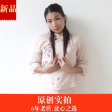中国风手绘印花夏季女装原创复古文艺范雪纺衬衫立领假两件套唐装