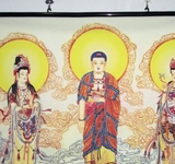王菩萨金身佛像画 护法画像 丝绸画卷轴画 佛教用品装饰挂画i