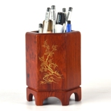 【天天特价】越南红木镶贝印花笔筒花梨木笔筒实木桌面创意收纳盒