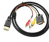 批发HDMI转VGA+AV莲花转换线 视音频连接线 电脑电视3RCA数据线
