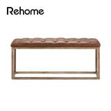 美克美家 Rehome矮长凳 沙发凳长凳 欧式皮面休息长椅丨R9501U101