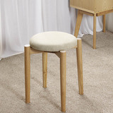 北欧现代简约白橡木小凳子布艺沙发凳时尚实木圆凳家用餐凳梳妆凳