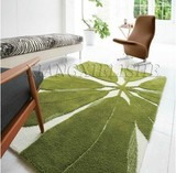 时尚绿色叶子宜家地毯客厅茶几沙发卧室床边手工腈纶满铺地毯定制
