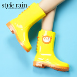 时代林新款澳洲萌物果冻防滑雨鞋 韩版纯色系带水鞋 雨靴 女
