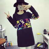 2016秋冬季新款韩版精品女装宽松型中长款打底衫短袖t恤 00160718
