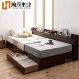 现代简约木榻榻米双人床单人床时尚创意床环保板式床1.51.8米