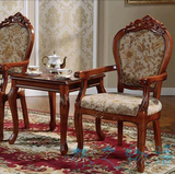 欧式实木小茶几 正方形茶几椅组合 橡木雕花咖啡桌子 时尚小茶桌