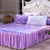 韩式花边紫色床单单件床裙床罩1.2.5.8米席梦思垫保护套床垫罩哩