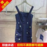 香港欧时力2016新女夏装新款吊带刺绣牛仔A字短裙背带无袖连衣裙