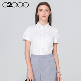 G2000夏季新款女装纯色短袖衬衫休闲时尚上衣女通勤百搭衣服