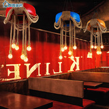 loft北欧工业彩色个性餐厅吊灯麻绳轮胎咖啡厅复古服装店装饰灯具