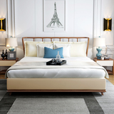 卓越年华 北欧实木床1.8米现代简约风格双人床主卧大床木头日式床