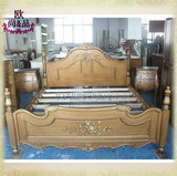 尚品TF-3美式乡村仿古彩绘实木双人床欧式东南亚做旧手绘卧室家具
