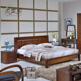 缅甸柚木全实木双人床1.8米现代中式家具气压高箱储物油木木床1.5