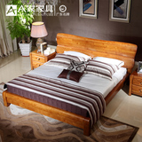 a家家具 木色天香全实木床新中式单双人床1.8米1.5现代简约木质床
