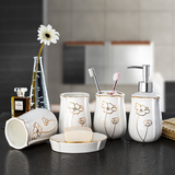 欧式骨瓷卫浴五件套装陶瓷浴室用品洗漱套件牙刷杯具套件新婚礼品