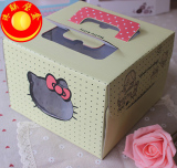 珠联璧盒 8寸Kitty蛋糕盒 生日蛋糕盒子 手提开窗批发 送金色底托